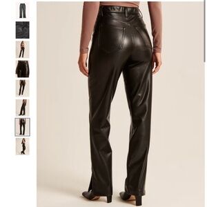 NWOT A&F Curve Love Split-Hem Vegan Leather 90s Straight Pant